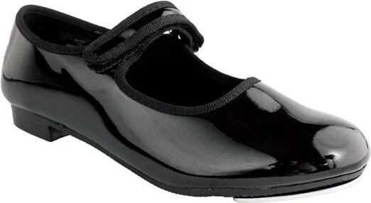 Dance Class Beginner Molly Jane Tap shoe, Black Patent, Child size