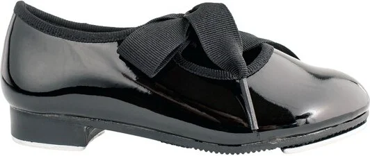 Dance Class Patent Flexible Tap Shoe with ribbon tie, Black - T100W - size 6.5 - Image 2