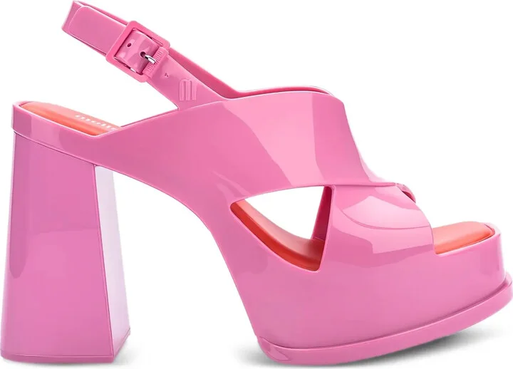 Dance crossover-strap block-heel sandals