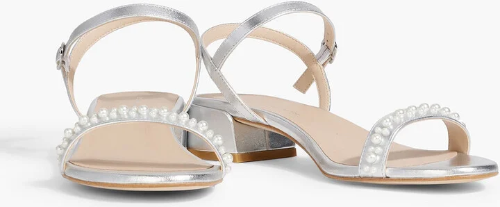 Dancer 35 faux pearl-embellished metallic leather sandals - Image 2