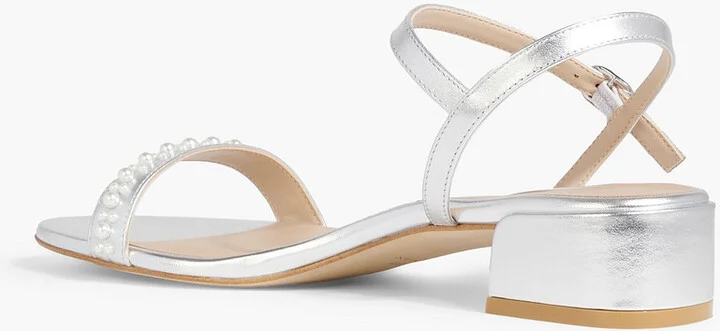 Dancer 35 faux pearl-embellished metallic leather sandals - Image 3