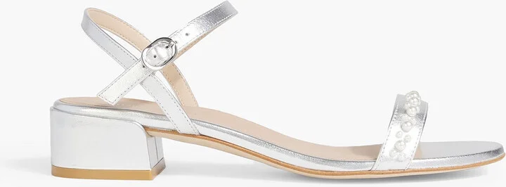 Dancer 35 faux pearl-embellished metallic leather sandals