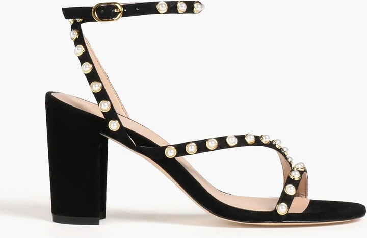 Dancer Pearl 80 embellished suede sandals