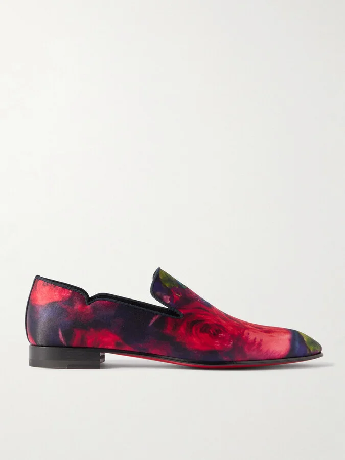 Dandy Chick Grosgrain-Trimmed Floral-Print Satin Loafers