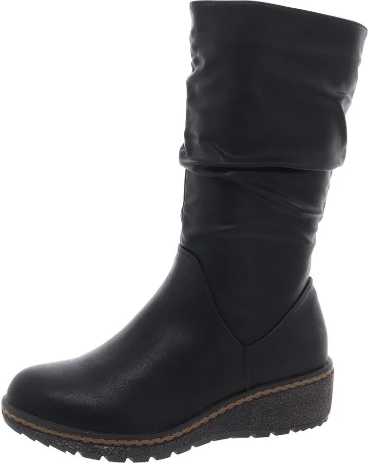 Dange Womens Faux Leather Padded Insole Knee-High Boots