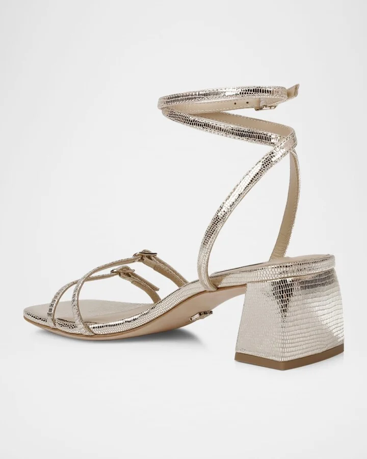 Dania Ankle-Strap Buckle Leather Sandals - Image 5