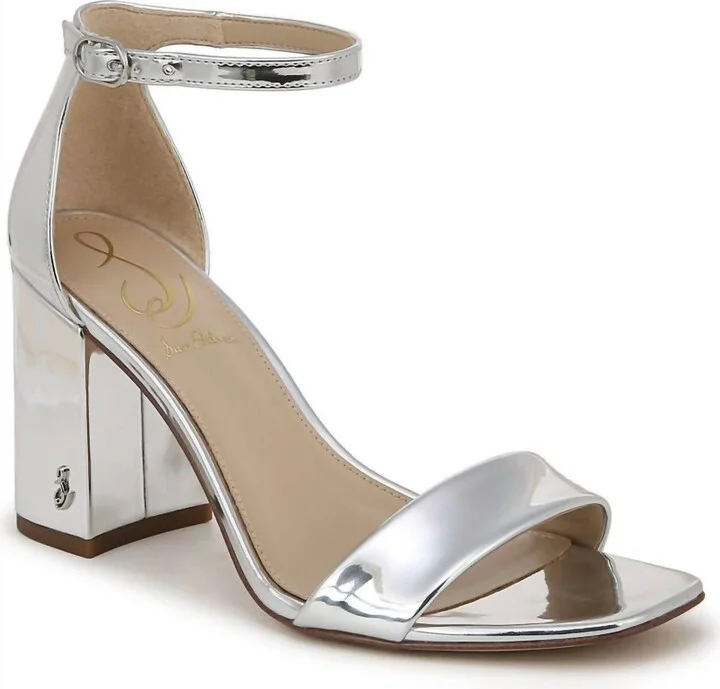 Daniella Block Heel Sandal In Soft Silver