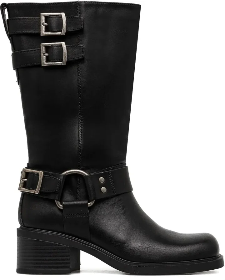 Daniella buckle-strap leather boots