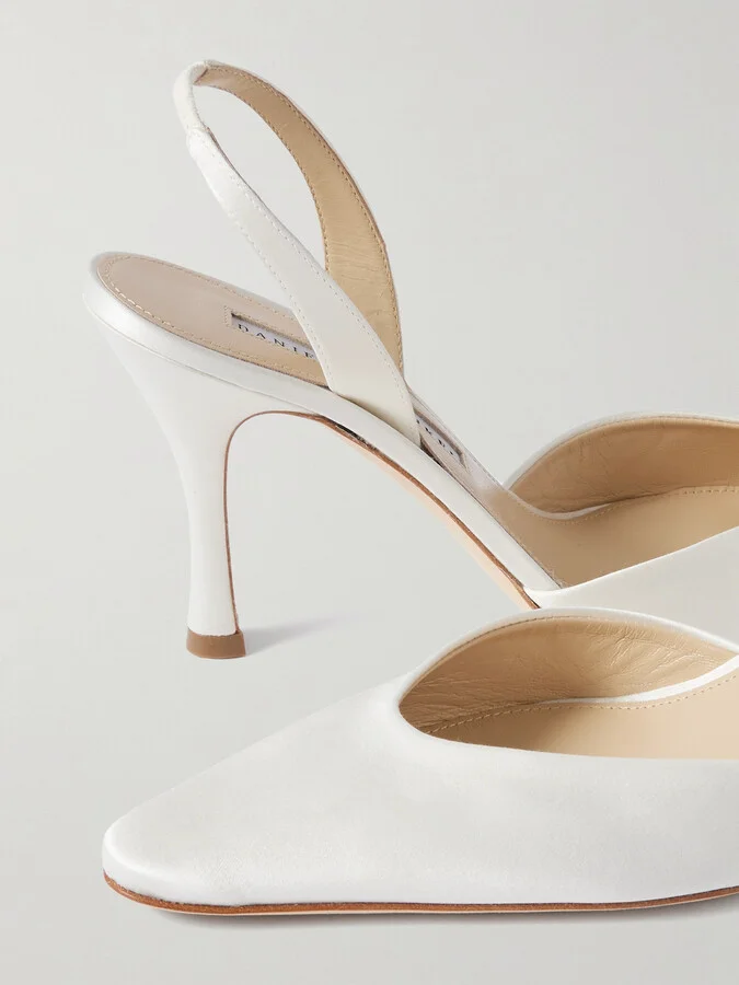 Danielle Frankel - Hannah Satin Slingback Pumps - Ivory - Image 4