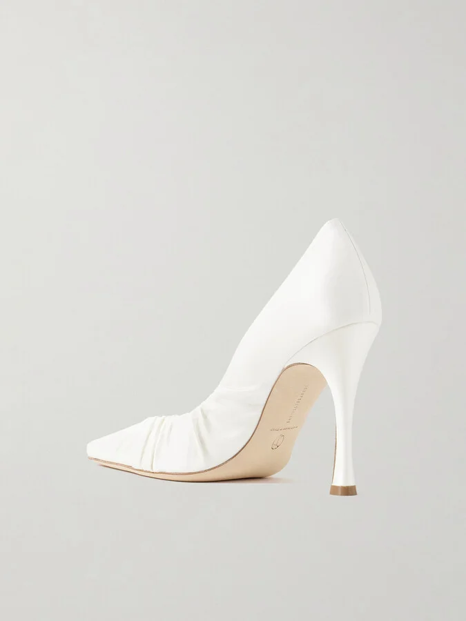 Danielle Frankel - Nala Ruched Satin Pumps - Ivory - Image 3