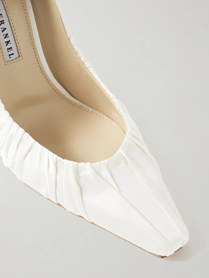 Danielle Frankel - Nala Ruched Satin Pumps - Ivory - Image 4
