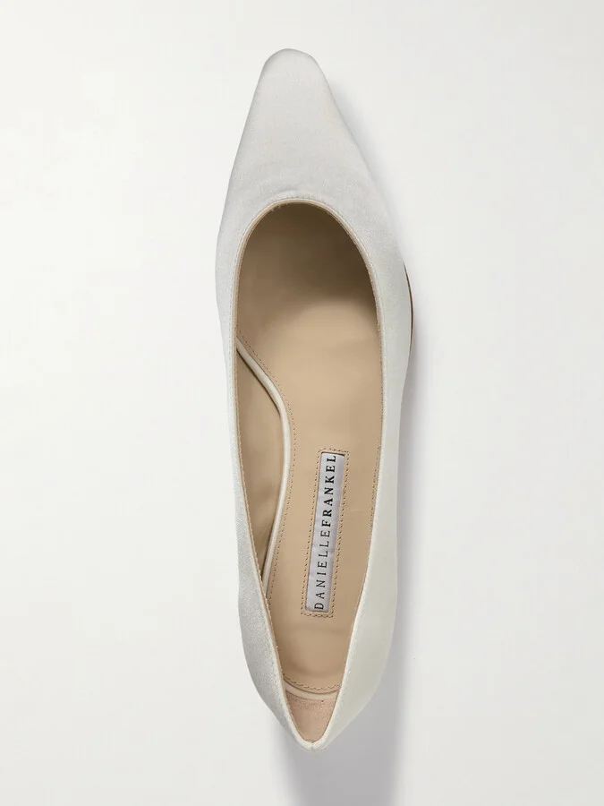 Danielle Frankel - Riley Satin Point-toe Ballet Flats - Ivory - Image 5