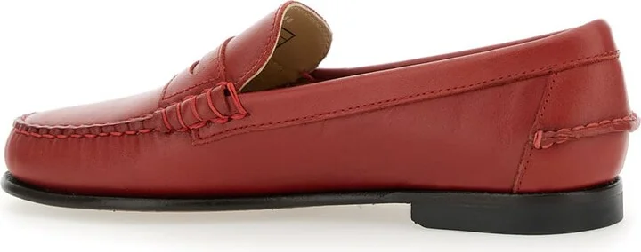 'danielle Pop' Red Loafers With Bevelled Toe And Low Stacked Heel In Leather Woman - Image 3