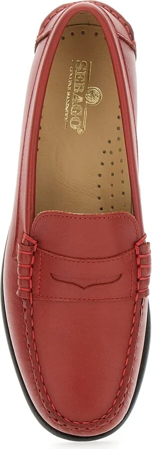 'danielle Pop' Red Loafers With Bevelled Toe And Low Stacked Heel In Leather Woman - Image 4