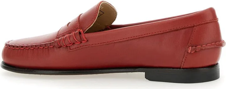 'Danielle Pop' Red Loafers With Bevelled Toe And Low Stacked Heel In Leather Woman - Image 3