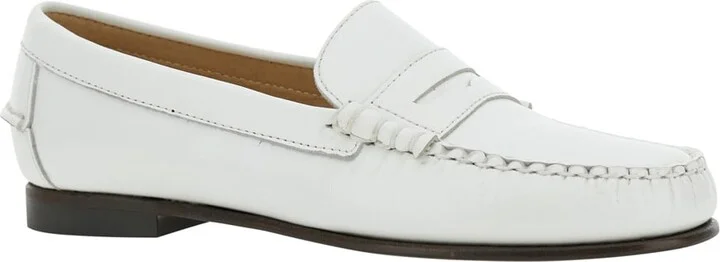 'danielle Pop' White Loafers With Bevelled Toe And Low Stacked Heel In Leather Woman - Image 2