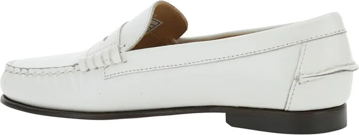 'danielle Pop' White Loafers With Bevelled Toe And Low Stacked Heel In Leather Woman - Image 3