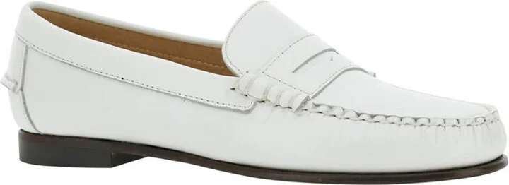 'Danielle Pop' White Loafers With Bevelled Toe And Low Stacked Heel In Leather Woman - Image 2