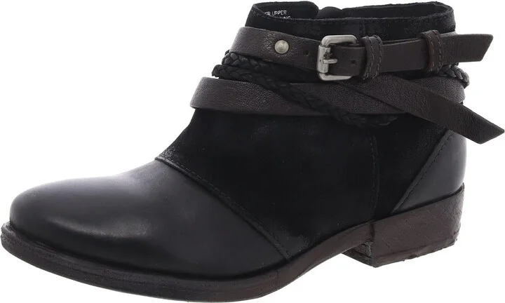 Danita Womens Leather Belted Ankle Boots