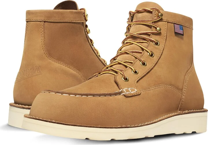 Danner 6” Bull Run Moc Toe Work Boots for Men - Oiled Full-Grain Leather Upper with Non Slip Wedge Outsole and 3-Density Cushion Footbed