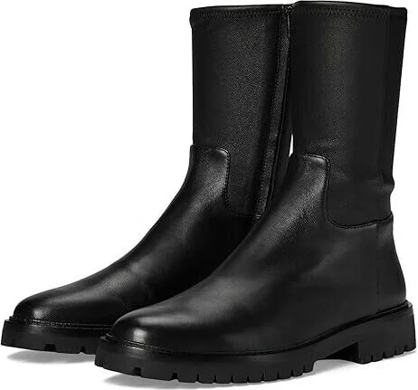 Danny Boots Women's 7 Black Leather Round Toe Lug Sole KHD1493
