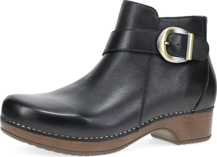Dansko Brennan Ankle Bootie with Stylish Accents for Women - Memory Foam and Arch Support for All -Day Comfort and Support - Lightweight EVA Outsole for Long-Lasting Wear Black 10.5-11 M US