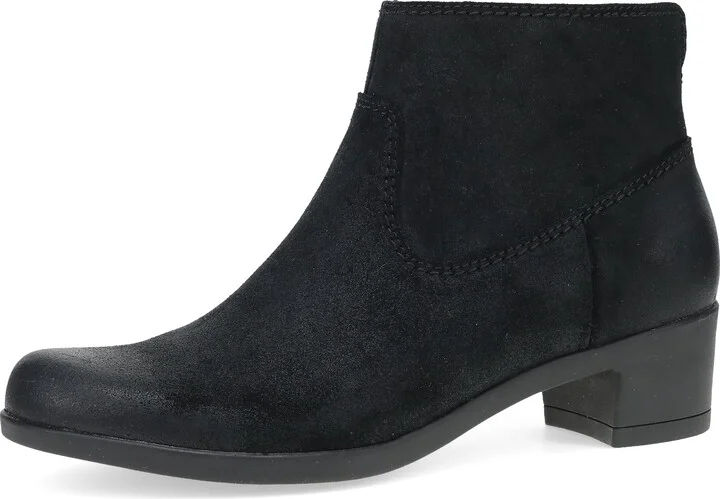 Dansko Carmella Ankle Bootie for Women - Premium Leather and Rubber Outsole for Long-Lasting Wear Natural Arch and Memory Foam Footbed for Added Support Black 6.5-7 M US
