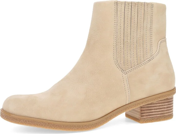 Dansko Daisie Chelsea Boot for Women - Waterproof Leather and Construction with Rubber Outsole and Leather Stacked Heel for Long-Lasting Style in Any Weather Sand Nubuck 10.5-11 M US