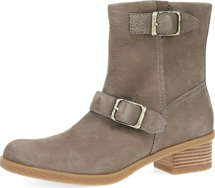 Dansko Delphine for Women - Super Stylish Mid-Shaft Boot - Waterproof Leather and Construction with Rubber Outsole and Leather Stacked Heel for Long-Lasting Style in Any Weather Stone 8.5-9 M US