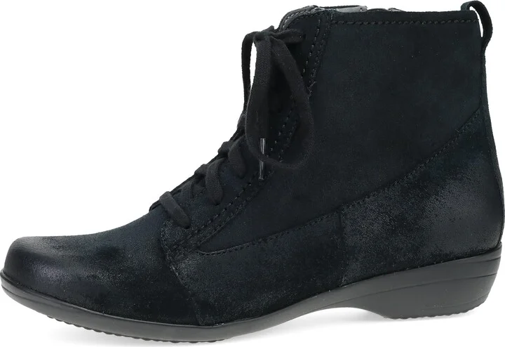 Dansko Fergie Lace-Up Bootie for Women - Versatile and Stylish with Added Arch Support and Rubber Outsole for Long-Lasting Wear - Stable and Supportive Black 7.5-8 M US