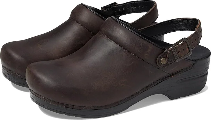 Dansko Ingrid Women's Clog Shoes Antique Brown/Black Outsole : EU 36 (US Women's 5.5-6) Regular, Leather