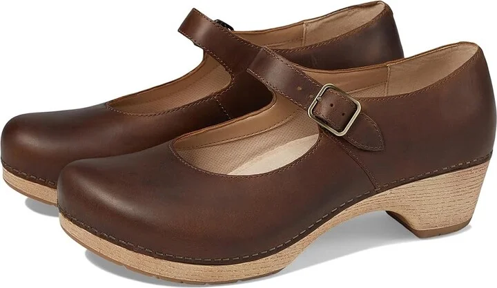 Dansko Lilah Flat Shoes Tan Oiled Pull Up : EU 40 (US Men's 6.5-7 - Women's 9.5-10) Regular, Leather