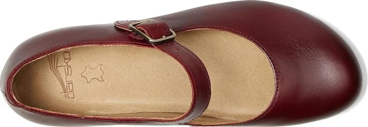 Dansko Lilah Women's Flat Shoes Red Waxy Burnished : EU 40 (US Women's 9.5-10) Regular, Leather - Image 2