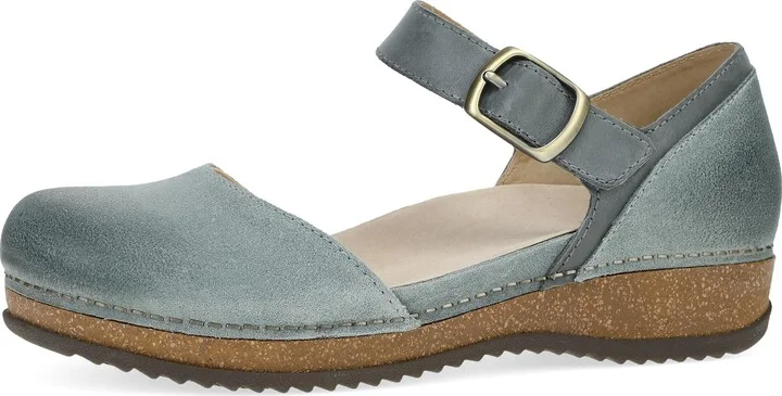 Dansko Mae Mary Jane for Women - Dual-Density Cork/EVA Midsole and Lightweight Rubber Outsole Provide Durable and Comfortable Ride on Patented Stapled Construction Denim 11.5-12 M US