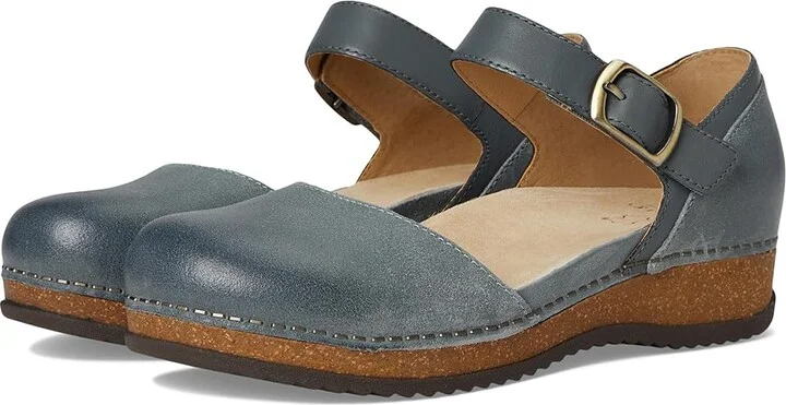 Dansko Mae Women's Maryjane Shoes Denim Burnished Suede : EU 42 (US Women's 11.5-12) Regular, Leather