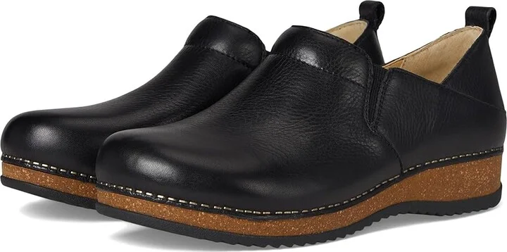 Dansko Meara Women's Flat Shoes Black Waxy Milled : EU 42 (US Women's 11.5-12) Regular, Leather