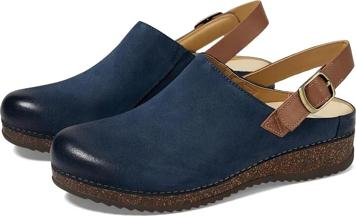 Dansko Merrin Women's Flat Shoes Blue Burnished Suede : EU 40 (US Women's 9.5-10) Regular, Leather