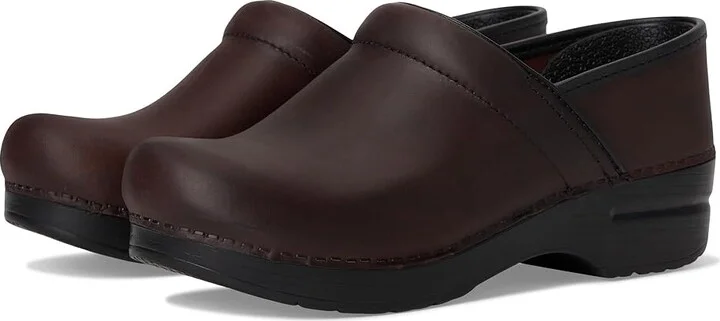 Dansko Professional Women's Clog Shoes Antique Brown/Black Oiled Leather : EU 35 (US Women's 4.5-5) Regular, Leather/Synthetic