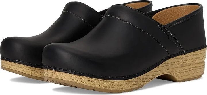 Dansko Professional Women's Clog Shoes Black/Natural Oiled : EU 36 (US Women's 5.5-6) Regular, Leather