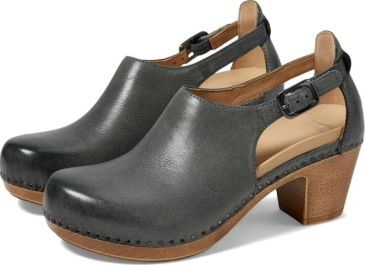 Dansko Sassy Women's Flat Shoes Slate Milled Burnished : EU 39 (US Women's 8.5-9) Regular, Leather