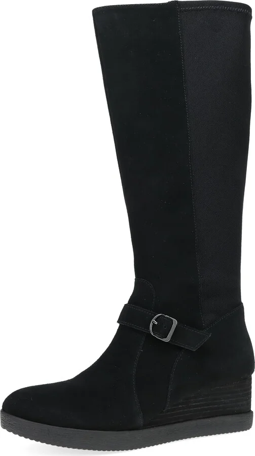 Dansko Shelia Wedge Boot for Women - Durable Waterproof Leathers and Leather-Stacked Heel - Buckle Detail and Tall Shaft for Seasonal Style Black 11.5-12 M US