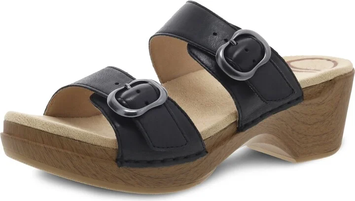 Dansko Sophie Slip-On Sandal for Women - Lightweight with Added Arch Support - Durable PU Outsole for Long-Lasting Wear and Comfort Black Leather 8.5-9 M US