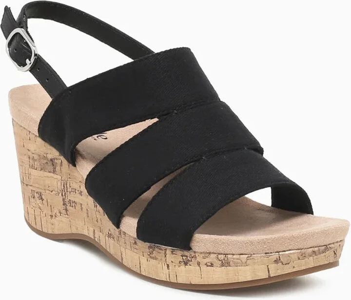 Darby Women's Size US 9 Black Slingback Comfort Wedge Sandals ZPO3049