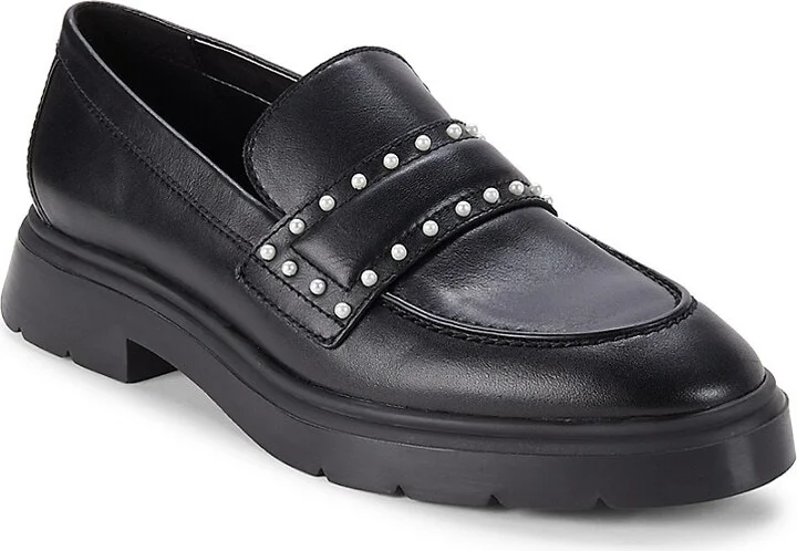 Darcy Simulated Pearl Studded Leather Loafers - Image 2