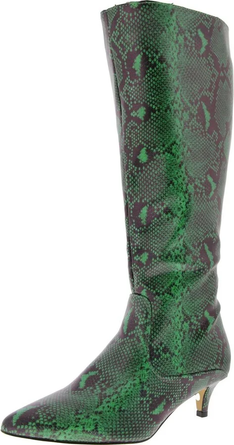 DARCY Womens Faux Leather Kitten heel Knee-High Boots