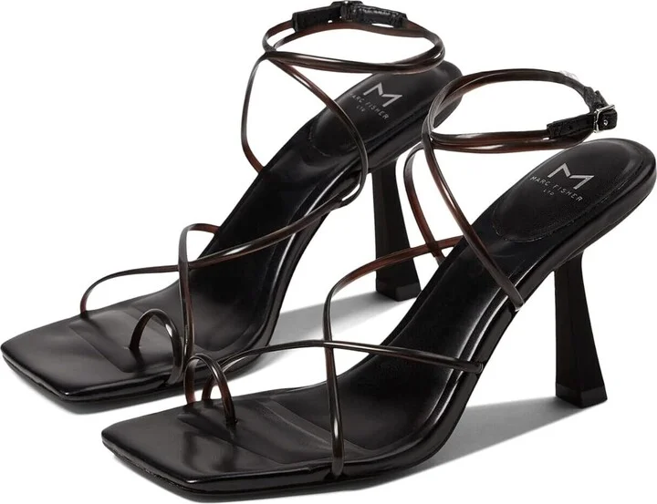 Dariana Sandals Women's US 6 Black Ankle Strap Spool Heel KHD266