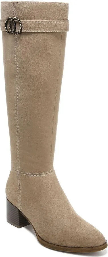 Daring Womens Faux Suede Stacked Heel Knee-High Boots