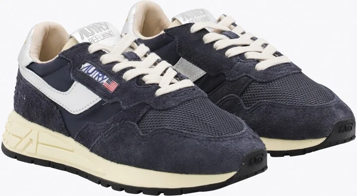 Dark Blue And White Leather Reelwind Sneakers - Image 2