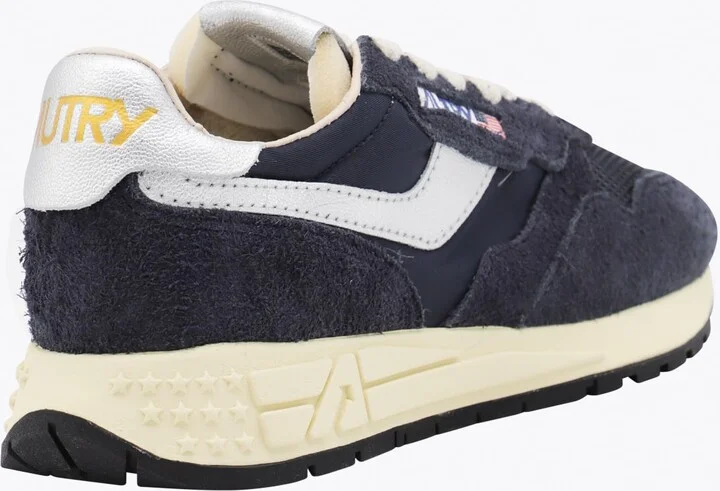 Dark Blue And White Leather Reelwind Sneakers - Image 3