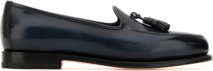 Dark blue leather Andrew loafers